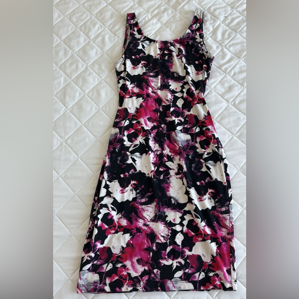 Wayf Black and Pink Floral Mini Dress